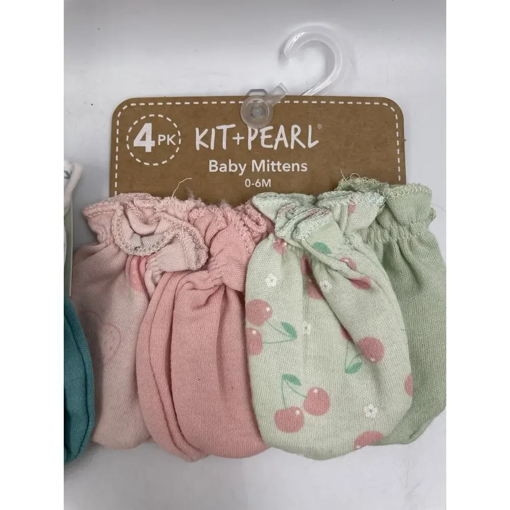 Baby Anti-scratch Cotton Mittens Size 0-3 & 0-6 Months Set Of 2 NEW!
